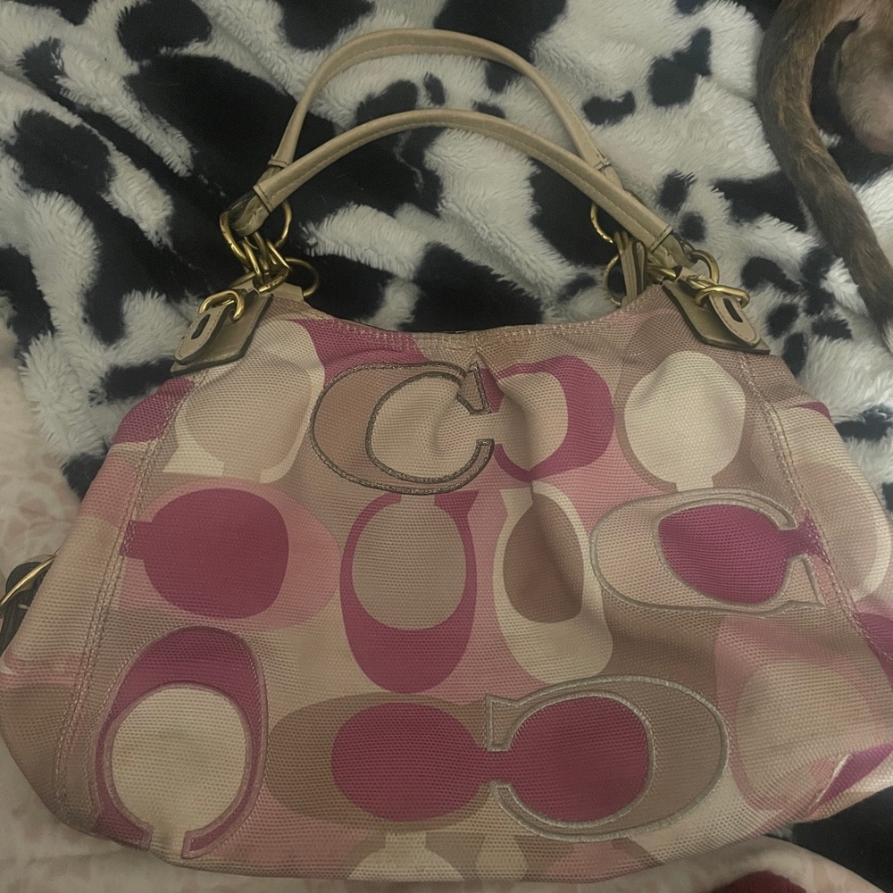 Coach Pink and Cream Shoulder Bag